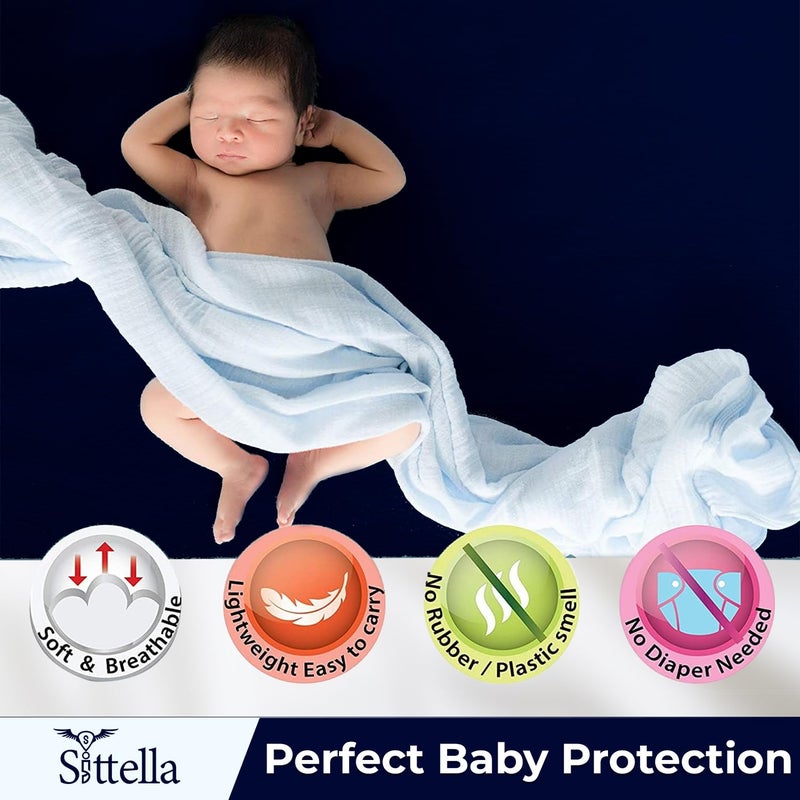 SITTELLA 1 Piece Absorbent Waterproof Mattress Protector Sheet for Babies Quick Dry Washable 100 x 70 Cm Medium NavyBlue - Image 5