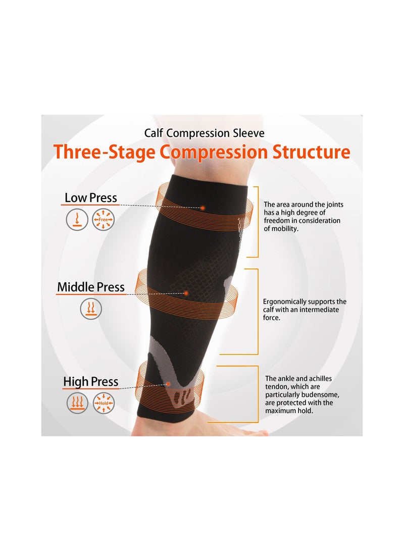 Y&D Black Calf Compression Sleeves for Men Women Leg Sleeve and Shin Splints Support Varicose Vein Treatment Legs & Pain Relief Recovery - Image 2