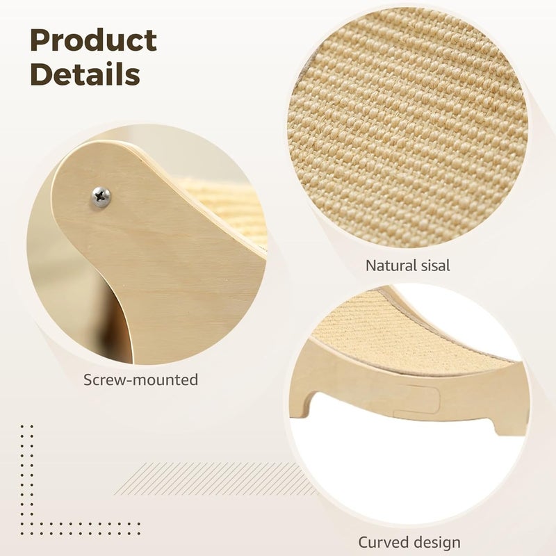 Wooden Cat Furniture, Sisal Cat Scratcher Bed, E0 Grade Solid Wood Lounge Chair, 19.7 X 13 X 6.7 in, Beige for Playing and Relaxing - Image 4