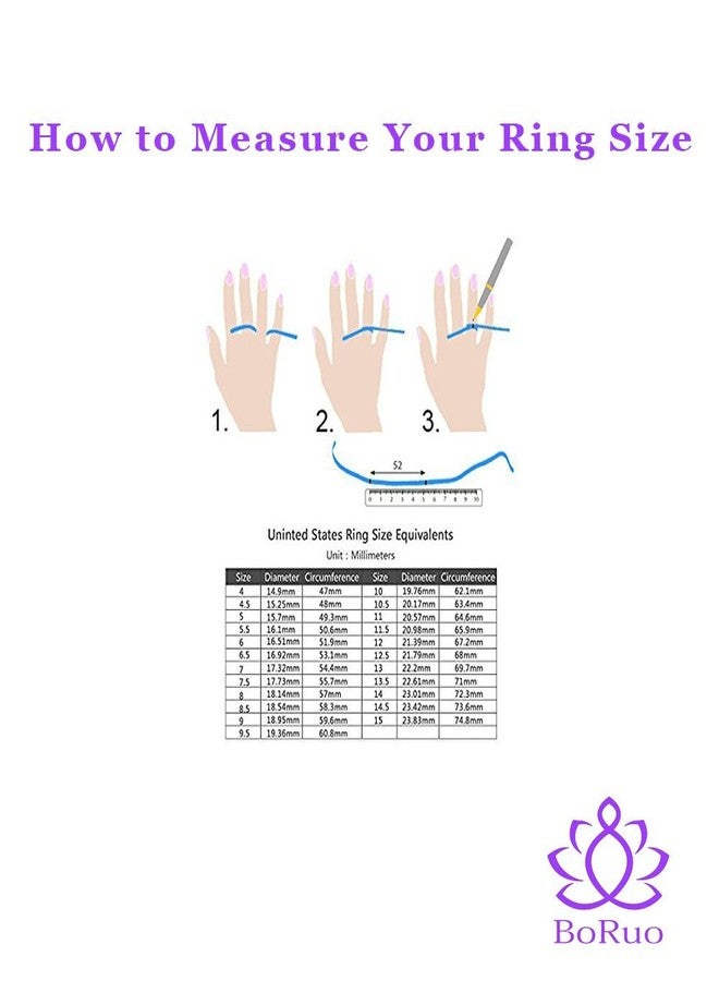 BORUO خاتم بوريو من الفضة الإسترليني 925 مع زركونيا مكعبة - خاتم أبدي فضي - خواتم فضة للنساء - خاتم زفاف وذكرى فضي للنساء، مقاس 2 مم 8 - Image 3