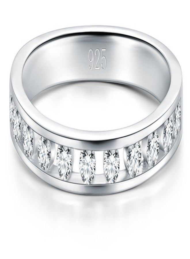 BORUO خاتم بوريو من الفضة الإسترليني 925 مع زركونيا مكعبة - خاتم أبدي فضي - خواتم فضة للنساء - خاتم زفاف وذكرى فضي للنساء، مقاس 2 مم 8 - Image 2