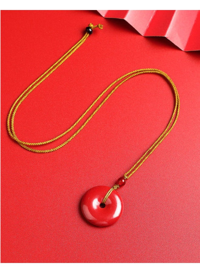Genuine High-purity Cinnabar Imperial Vermilion Pi Xiu Safety Buckle Premium Pendant - Image 1