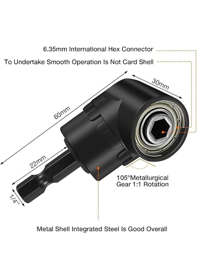 6pcs Right Angle Drill Bit Set 3 360 Rotatable Socket Adapters 2 105 Hex Shank Angle Drill - Image 5