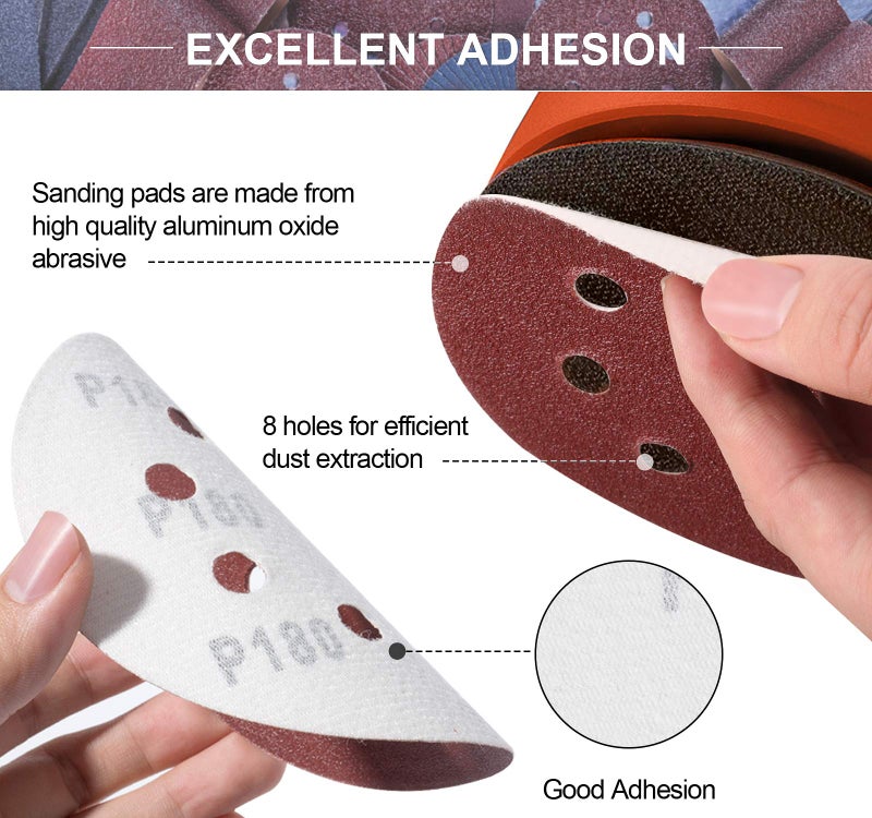 S SATC 150 PCS Sanding Disc 60 80 100 120 150 180 240 320 400 600 Grit Sanding Discs 5 Inch 8 Hole Hook and Loop Sanding Discs for Random Orbital Sander - Image 3