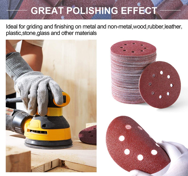 S SATC 150 PCS Sanding Disc 60 80 100 120 150 180 240 320 400 600 Grit Sanding Discs 5 Inch 8 Hole Hook and Loop Sanding Discs for Random Orbital Sander - Image 4