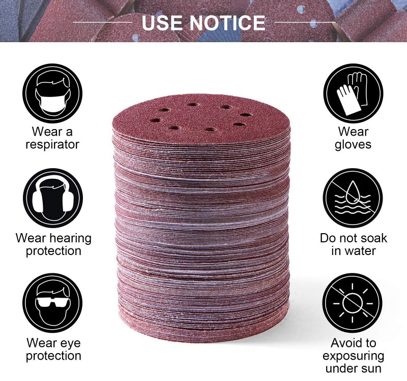 S SATC 150 PCS Sanding Disc 60 80 100 120 150 180 240 320 400 600 Grit Sanding Discs 5 Inch 8 Hole Hook and Loop Sanding Discs for Random Orbital Sander - Image 5
