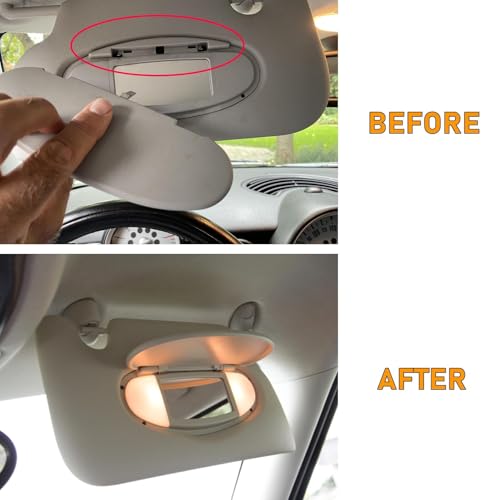 Abodvu Compatible Mini Cooper Sun Visor Illuminated Mirror Cover R55/56/60, 1PCS Beige Vanity Mirror Buckle Cover - Image 4