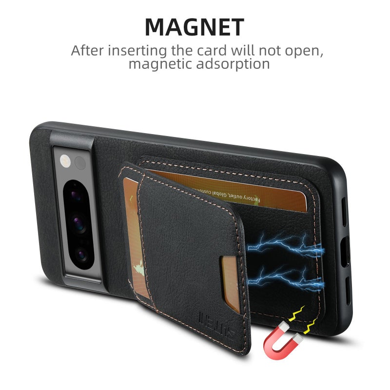 Suteni For Google Pixel 10 H02 Litchi Leather Card Wallet Stand Back Phone Case(Black) - Image 5