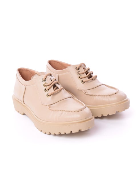 SHOES – LACE-UP – LEATHER Beige For Women 3847