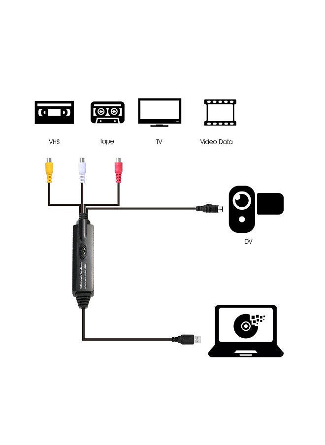 Generic - USB Video Audio Capture Grabber Recorder Adapter Card for MAC OS 10.4 - 10.12 Camcorder VHS Tape VCR DVD TV Box - Image 1