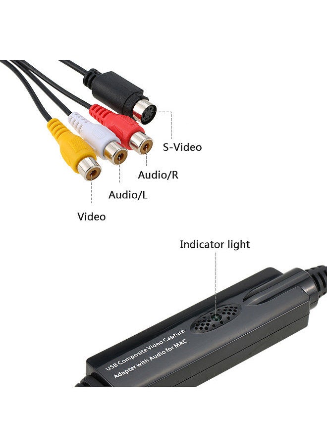 Generic - USB Video Audio Capture Grabber Recorder Adapter Card for MAC OS 10.4 - 10.12 Camcorder VHS Tape VCR DVD TV Box - Image 1