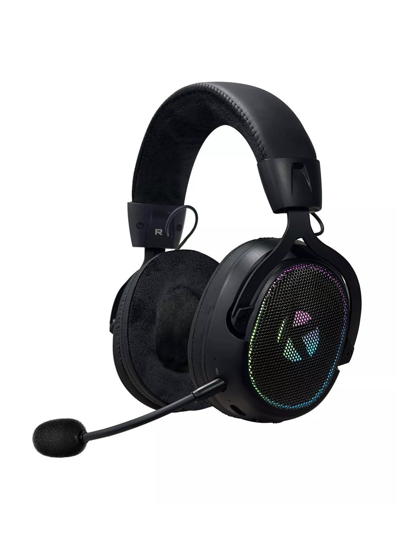 كي قيمنق سماعة ألعاب لاسلكية K10 ثلاثية الأوضاع صوت محيطي 7.1 RGB- أسود متوافق مع PS4/PS5/PC - Image 1