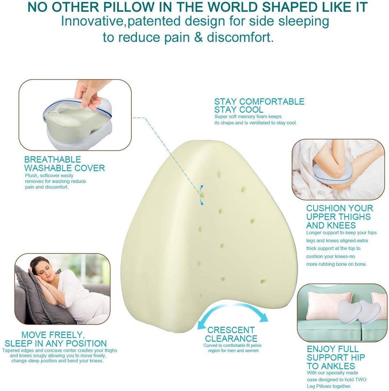 Sleeping Memory Foam Support Pillow - Smoothing Pain Relief for Sciatica, Back, HIPS, Knee, Joints and Pregnancy Leg Cushion with Washable Cover Leg Foot Support Pillow  - Image 3