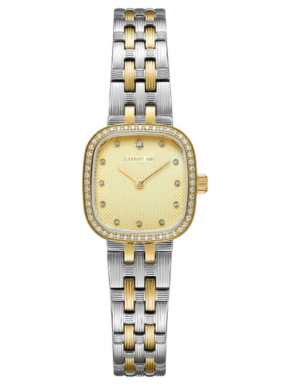 CERRUTI 1881 Women's Cerruti 1881 Mira Analog Women's Watch - Champagne Mother of Pearl Dial, Crystal Indexes, Two-Tone Bracelet