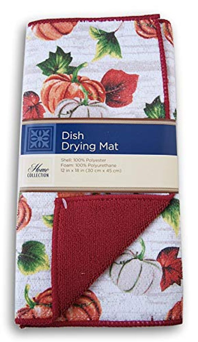 AUTUMN PUMPKIN PATTERNED DISH DRYING MAT 12X18 INCHES