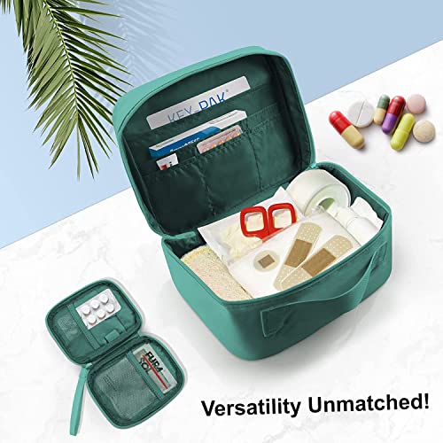 OCEANEVO Medicine Pouch for Travel, Medicine Bag, First Aid Organizer Bag for Home, Office, Travel - Set of 2 - Green ( Cotton ) - Image 4