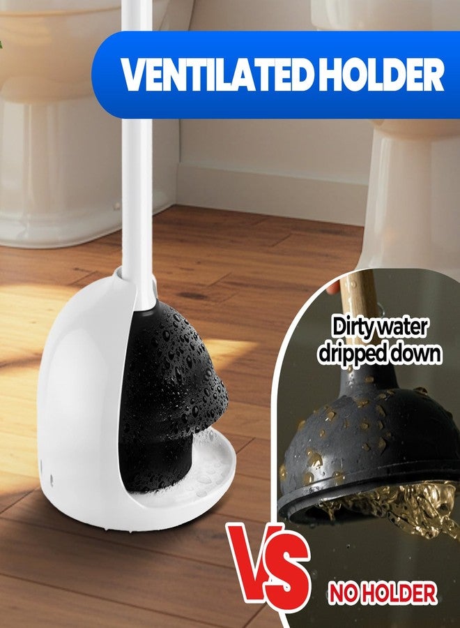 Denvlex Toilet Plunger with Holder, Heavy Duty Plunger and Holder Combo for Bathroom Cleaning, Bathroom Decor, Bathroom Accessories, Toilet Bowl Cleaners, 19-Inch Pearl White - Image 2