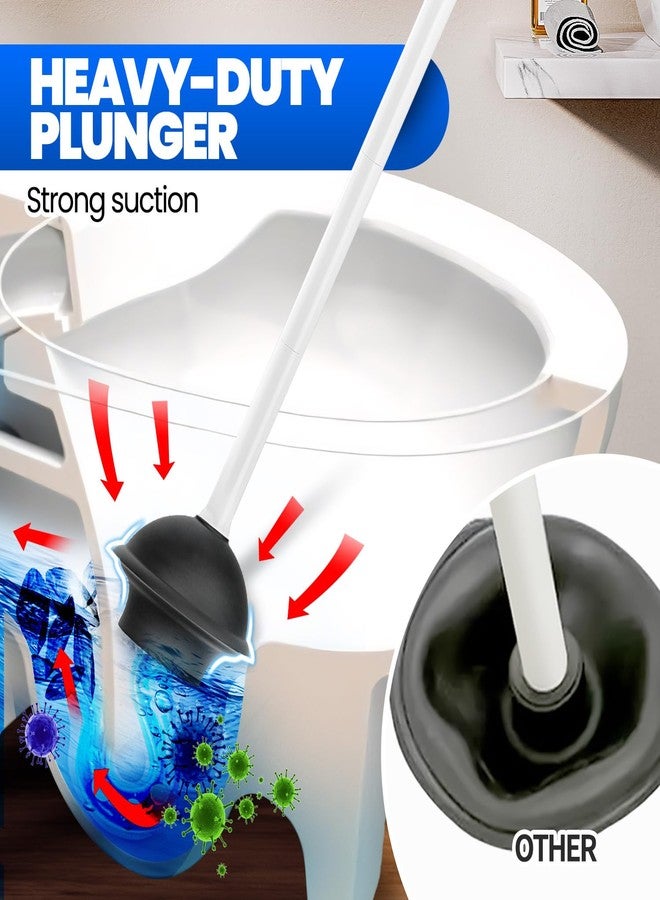 Denvlex Toilet Plunger with Holder, Heavy Duty Plunger and Holder Combo for Bathroom Cleaning, Bathroom Decor, Bathroom Accessories, Toilet Bowl Cleaners, 19-Inch Pearl White - Image 3