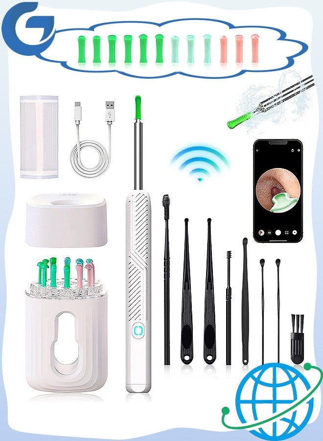 FIRSTAR Ear Wax Removal, Wi-Fi Visible Ear Cleaner Kit with 12 Ear Pickers and Storage Case, Ear Wax Removal Tool with 1080 HD Camera and 6 Ear Scoops (White) - Image 1