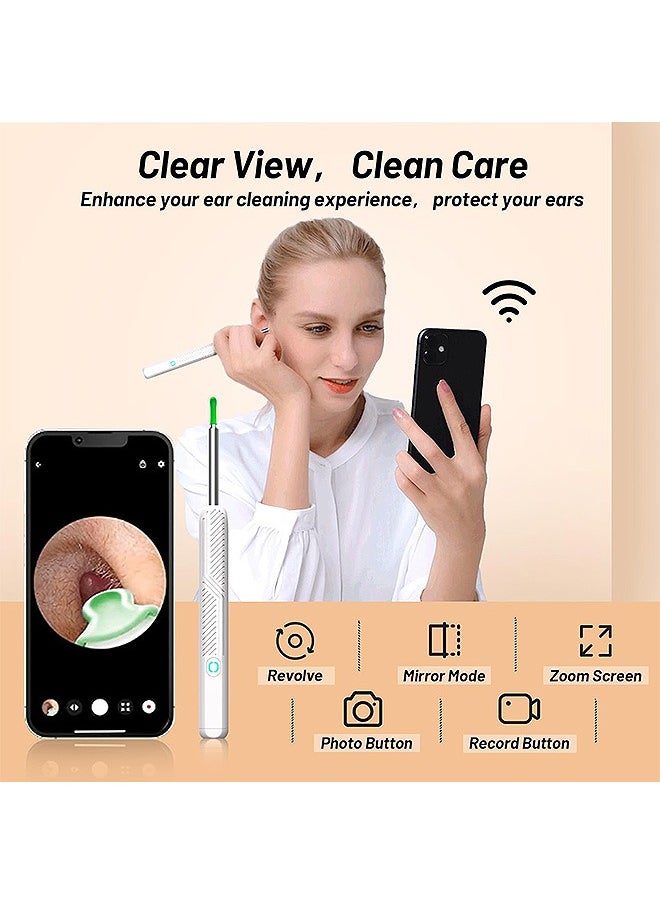 فيرستار إزالة شمع الأذن ، مجموعة منظف الأذن المرئية Wi-Fi مع 12 منتقي أذن وحقيبة تخزين ، أداة إزالة شمع الأذن مع كاميرا 1080 HD و 6 مغارف أذن (أبيض)  - Image 2