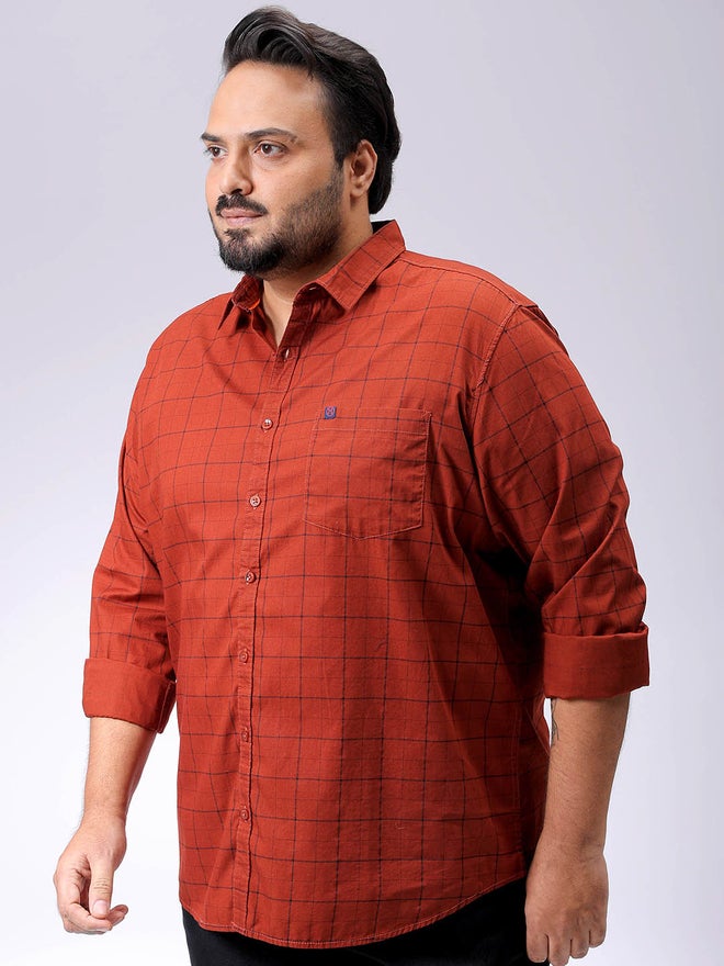 HardSoda Plus Size Rust Checkered Shirt - Image 2