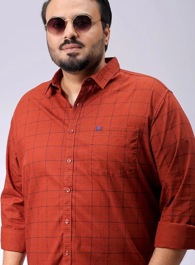 تايك تو قميص رجالي بمقاس كبير بنقشة مربعات