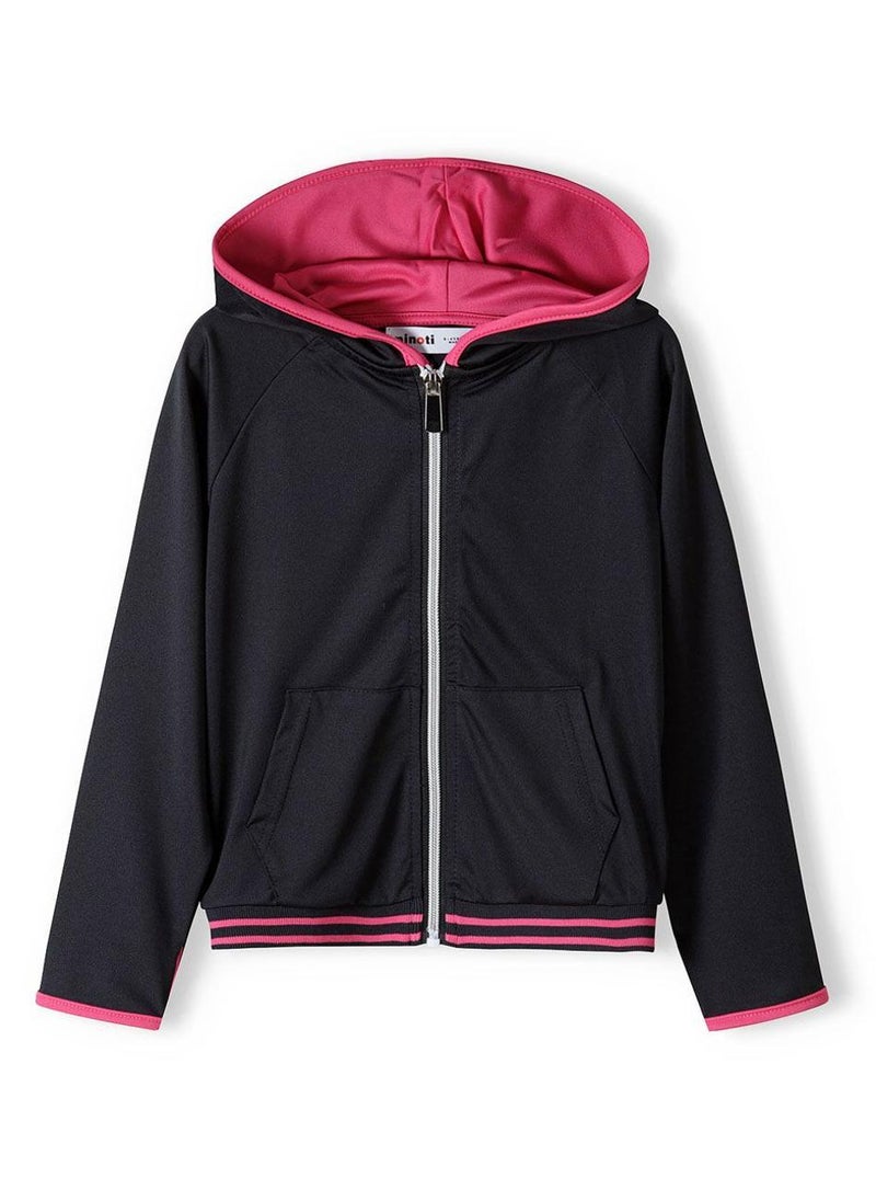 MINOTI Girls' Zip-Up Hoodie Jacket with Front Pockets and Hood  - Image 2