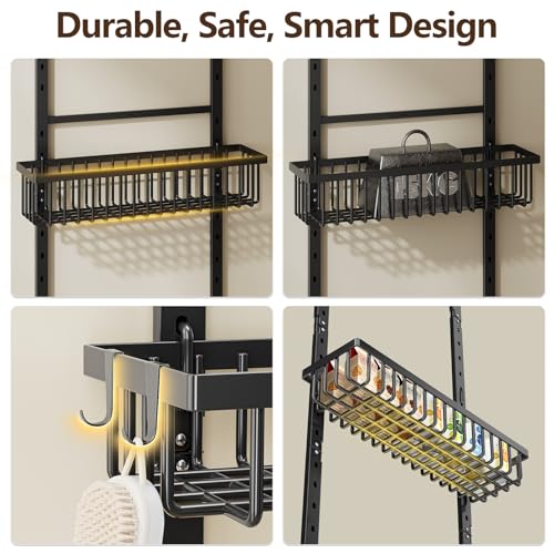 POKIPO 9 Tier Over The Door Pantry Organizer, 2 in 1 Wall Mount or Hanging Spice Rack with Adjustable Deep Basket, Heavy-Duty Seasoning Organizer and Storage for Kitchen Cabinet Closet Bathroom - Image 5