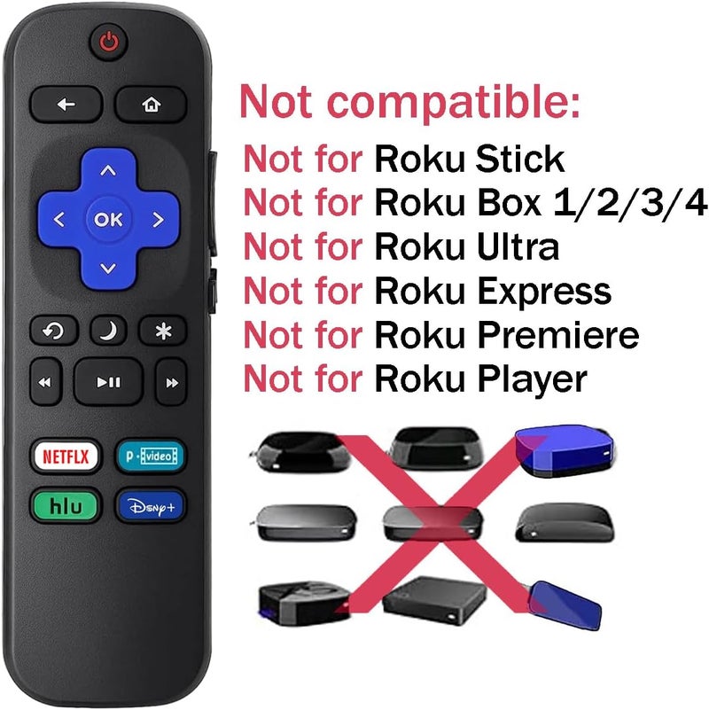 جهاز تحكم عن بعد عالمي بديل لجميع موديلات تلفزيون Roku، متوافق مع تلفزيونات TCL/Hisense/Sharp/Philips/Onn/Element/Insignia/JVC/RCA R0KU الذكية 【غير مخصص لـ RokuStick وBox وPlayers】 - Image 3