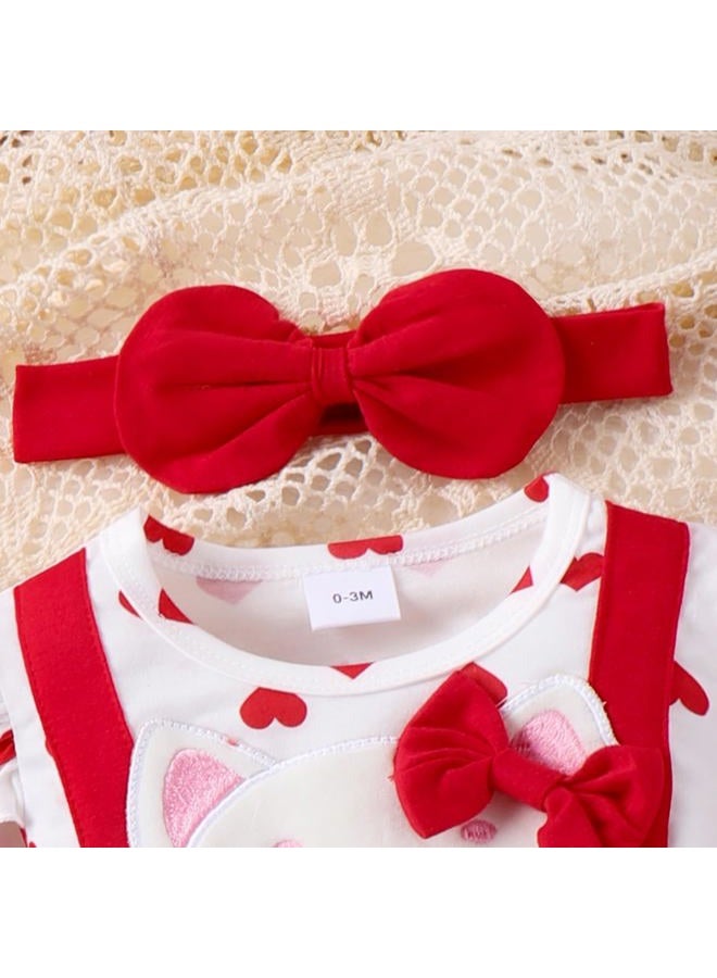 ODIMAME Baby Girl Clothes Cat Love Set Red 0-3 Months - Image 5