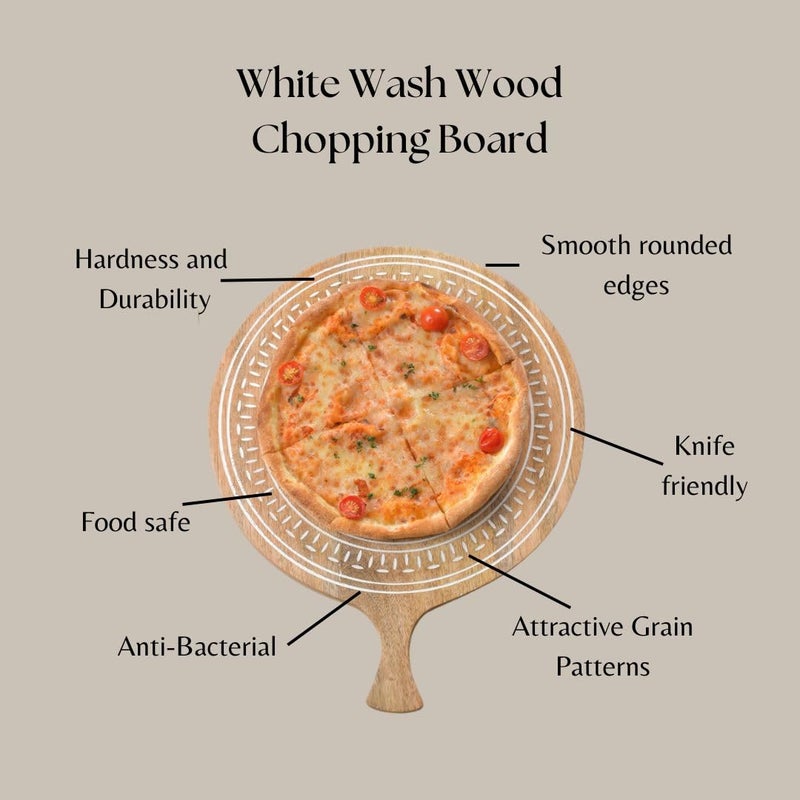 POSH White Wash Wooden Cheese Platter - Premium Serving Board for Cheeses, Fruits & Appetizers | Multi-Functional Cutting Board & Kitchen Accessory | Elegant, Durable Design for Hosting - Image 4