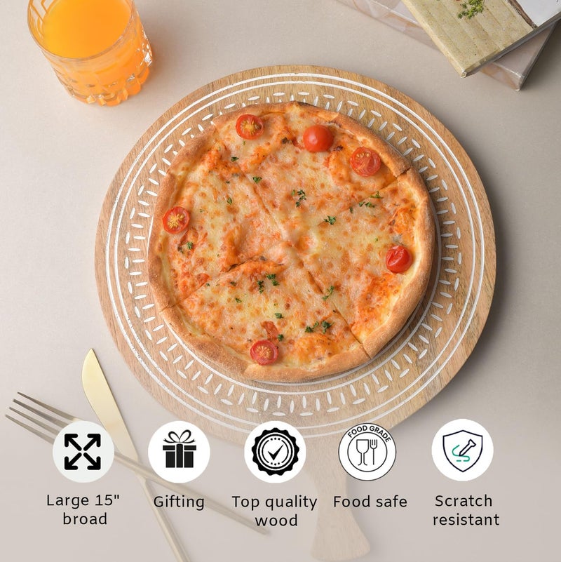 POSH White Wash Wooden Cheese Platter - Premium Serving Board for Cheeses, Fruits & Appetizers | Multi-Functional Cutting Board & Kitchen Accessory | Elegant, Durable Design for Hosting - Image 3