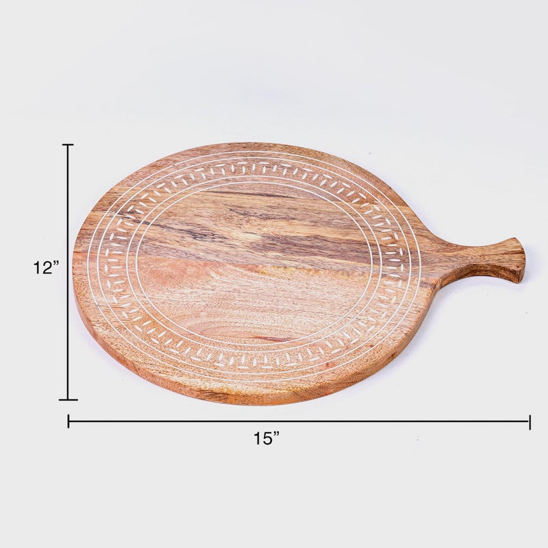 POSH White Wash Wooden Cheese Platter - Premium Serving Board for Cheeses, Fruits & Appetizers | Multi-Functional Cutting Board & Kitchen Accessory | Elegant, Durable Design for Hosting - Image 2