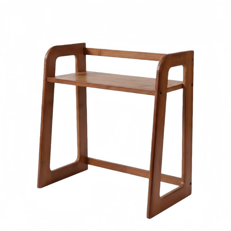 XIKEMADI Natural Bamboo Coffee Station Organizer, 2-Tier Wooden Kitchen Counter Shelf for Bar Accessories, Multi-Functional Countertop Storage Rack for Syrup Bottles & Coffee Essentials (Dark Brown) - Image 1