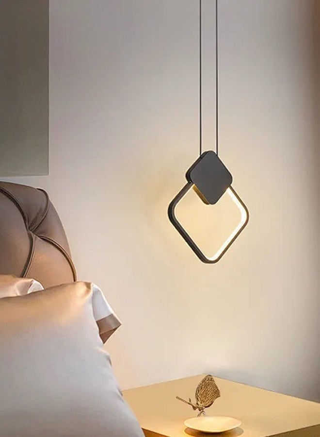 Bukela Black Chandelier Square Farmhouse Chandelier 12W Modern Dimmable LED Pendant Light for Dining Room Lighting Fixtures Hanging Dining Light Fixtures Industrial Modern Chandelier for Bedroom Foyer Hall Kitchen Living Room and Entryway - Image 1