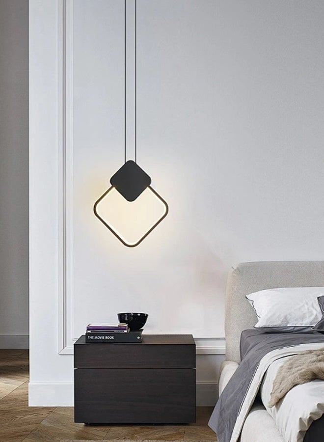 Bukela Black Chandelier Square Farmhouse Chandelier 12W Modern Dimmable LED Pendant Light for Dining Room Lighting Fixtures Hanging Dining Light Fixtures Industrial Modern Chandelier for Bedroom Foyer Hall Kitchen Living Room and Entryway - Image 4