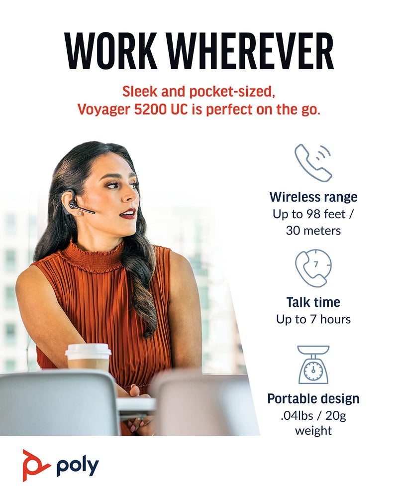 Poly Plantronics VOYAGER-5200-UC (206110-01) Advanced NC Bluetooth Headsets System - Image 4