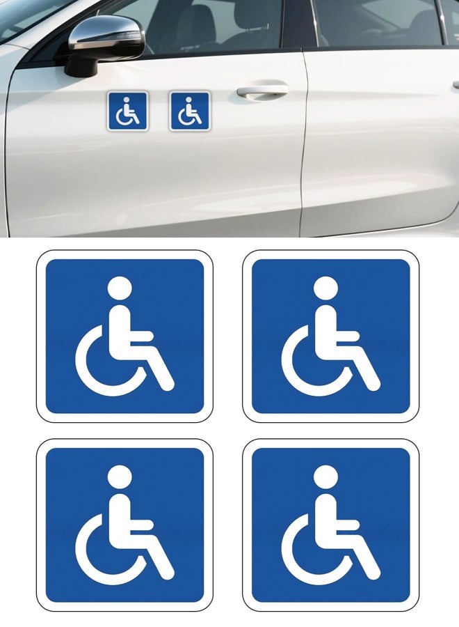 4PCS Square Reflective Magnetic Handicap Parking Stickers Waterproof For SUV RV Truck Automotive - Image 1