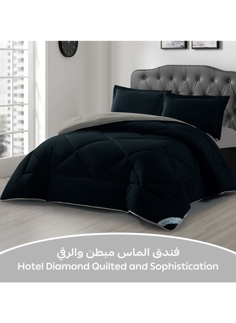 دوناتيلا طقم مفرش روزا سادة 3 قطع مقاس مزدوج 240 × 260 سم بحشوة ثابتة أسود  - Image 2
