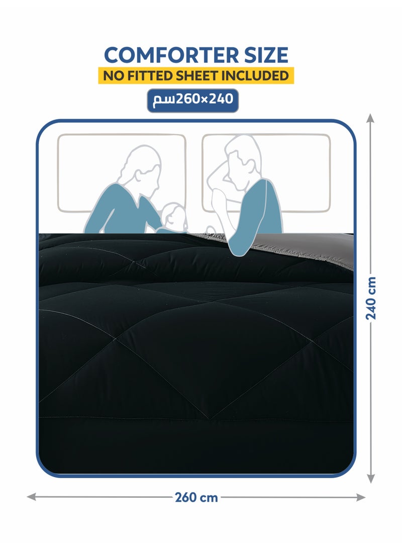 دوناتيلا طقم مفرش روزا سادة 3 قطع مقاس 240 × 260 سم بحشوة ثابتة أسود - Image 2