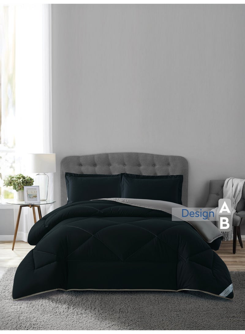 دوناتيلا طقم مفرش روزا سادة 3 قطع مقاس 240 × 260 سم بحشوة ثابتة أسود - Image 4