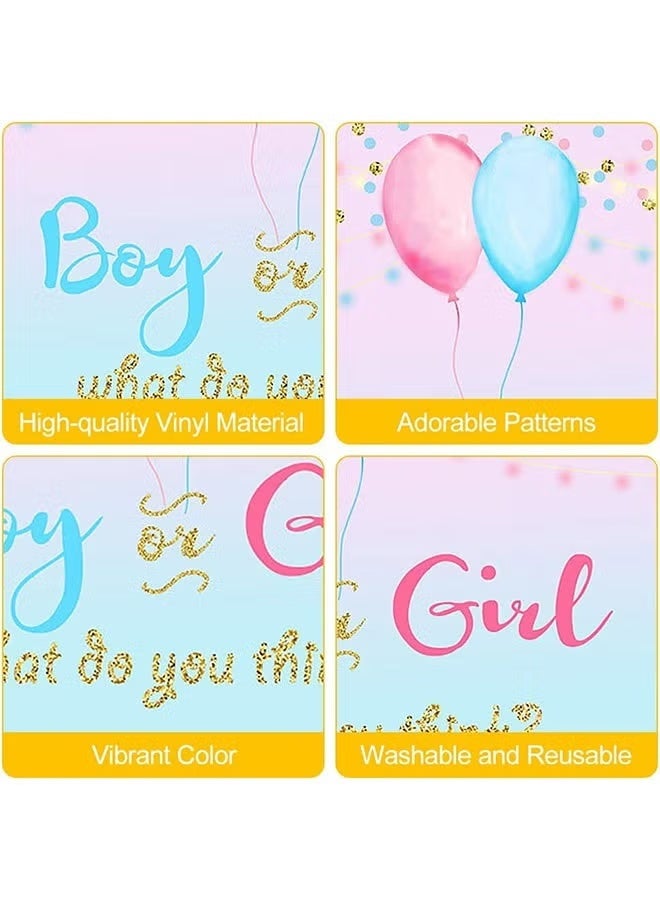 GIFT Baby Gender Reveal Party Supplies, Gender Backdrop Background Banner, Pink and Blue Gender Reveal Decorations, Party Supplies Kit for Baby Shower Decorations (100 * 150 cm) - Image 4