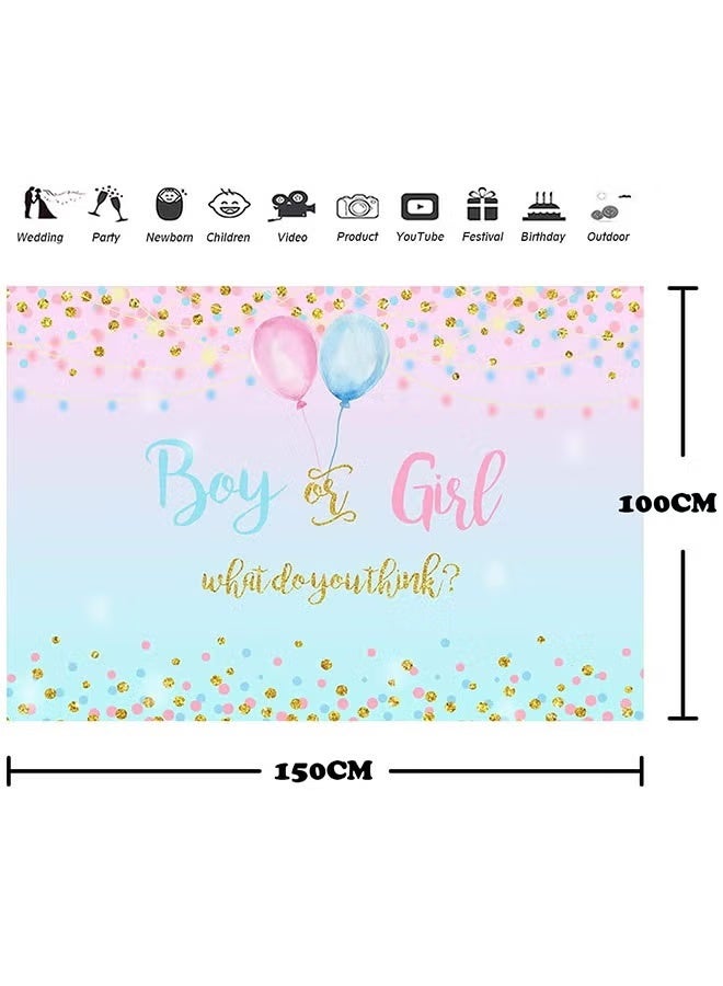 GIFT Baby Gender Reveal Party Supplies, Gender Backdrop Background Banner, Pink and Blue Gender Reveal Decorations, Party Supplies Kit for Baby Shower Decorations (100 * 150 cm) - Image 2