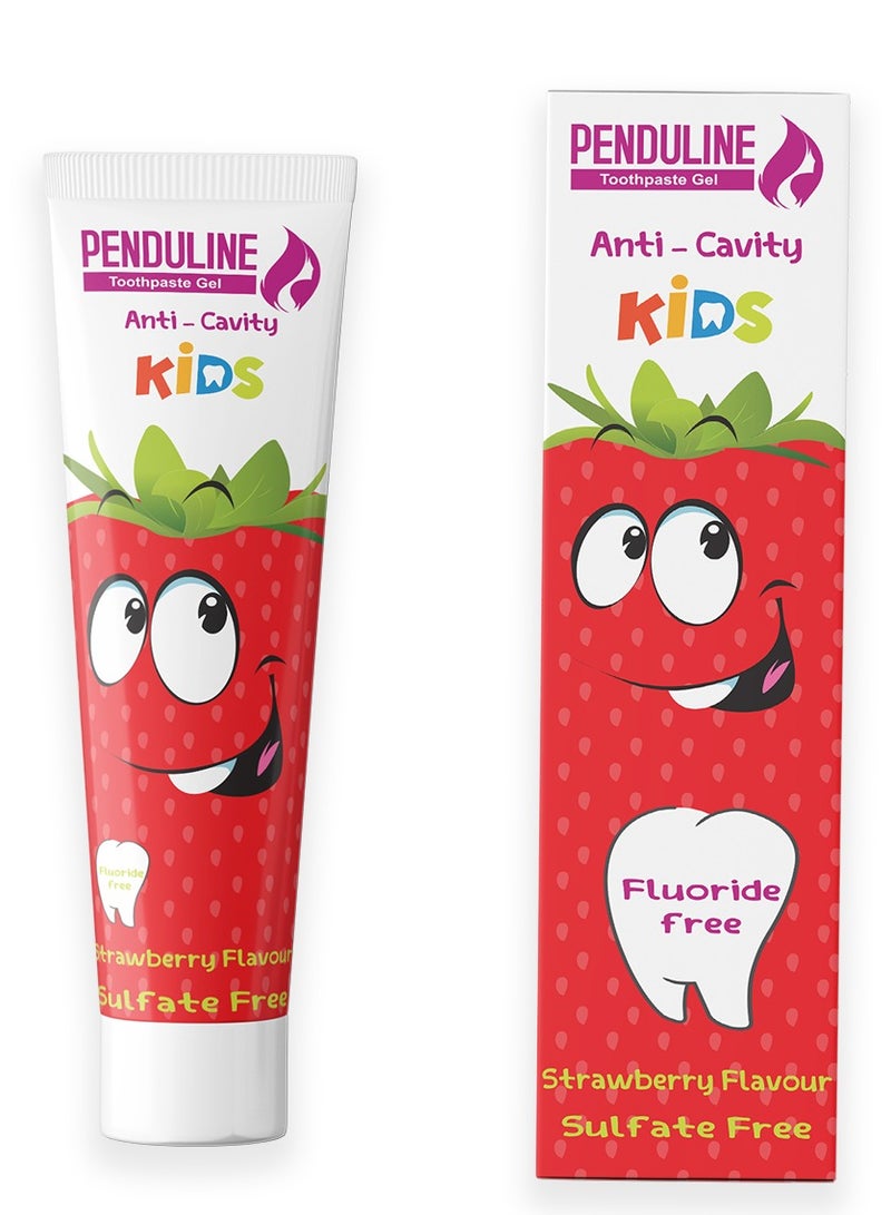 Penduline kids toothpaste gel 75 ml | Safe from 2 years old | Strawberry | Free fluoride | Free sulfites - Image 1