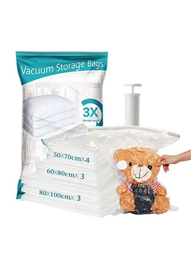 YelaJoy 10 Pack Vacuum Storage Bags for Comforters, Blankets & Clothes – Vacuum Sealed Compression Bags with Hand Pump – Space Saver Storage Bags for Bedding, Moving, Travel & Organization(3 x Jumbo, 3 x Large, 4 x Medium)  - Image 1