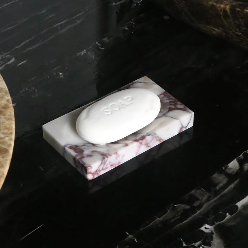 DUANYAN Luxurious Natural Marble Soap Dish Tray Marble Soap Holder Trinket Plate for Bathroom Sink Kitchen Countertop Bedroom Vanity Bathroom Accessory Rectangular - Image 5