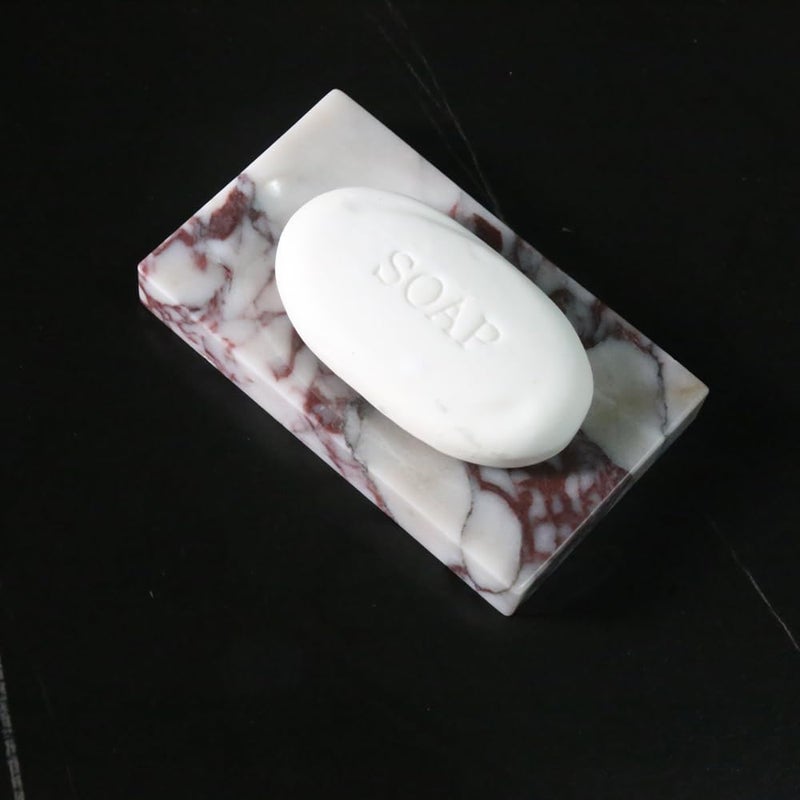 DUANYAN Luxurious Natural Marble Soap Dish Tray Marble Soap Holder Trinket Plate for Bathroom Sink Kitchen Countertop Bedroom Vanity Bathroom Accessory Rectangular - Image 1