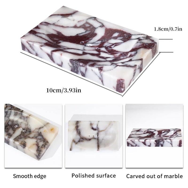DUANYAN Luxurious Natural Marble Soap Dish Tray Marble Soap Holder Trinket Plate for Bathroom Sink Kitchen Countertop Bedroom Vanity Bathroom Accessory Rectangular - Image 2
