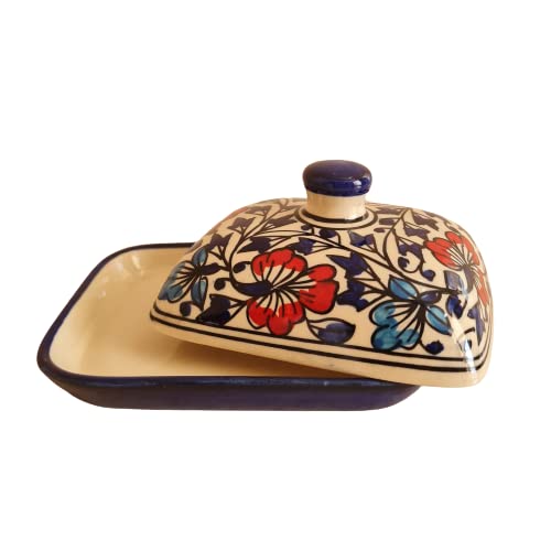 Mirakii Ceramic Multicolored Butter Dish with Lid Perfect for Butter or Starter Serving in Kitchen (Multicolored) - Image 1