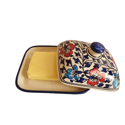 Mirakii Ceramic Multicolored Butter Dish with Lid Perfect for Butter or Starter Serving in Kitchen (Multicolored) - Image 3